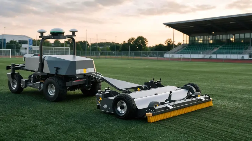 FJD Rough Ranger towing a synthetic turf-care device